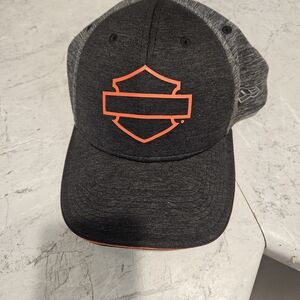 Harley-Davidson Charcoal and Orange Logo Flex Fit Hat